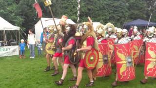 Roman Reenactment at the Amphitheatre in Caerleon Marching In [upl. by Eelyam]