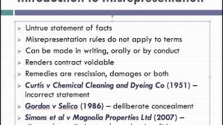 Misrepresentation Lecture 1 of 4 [upl. by Yud476]